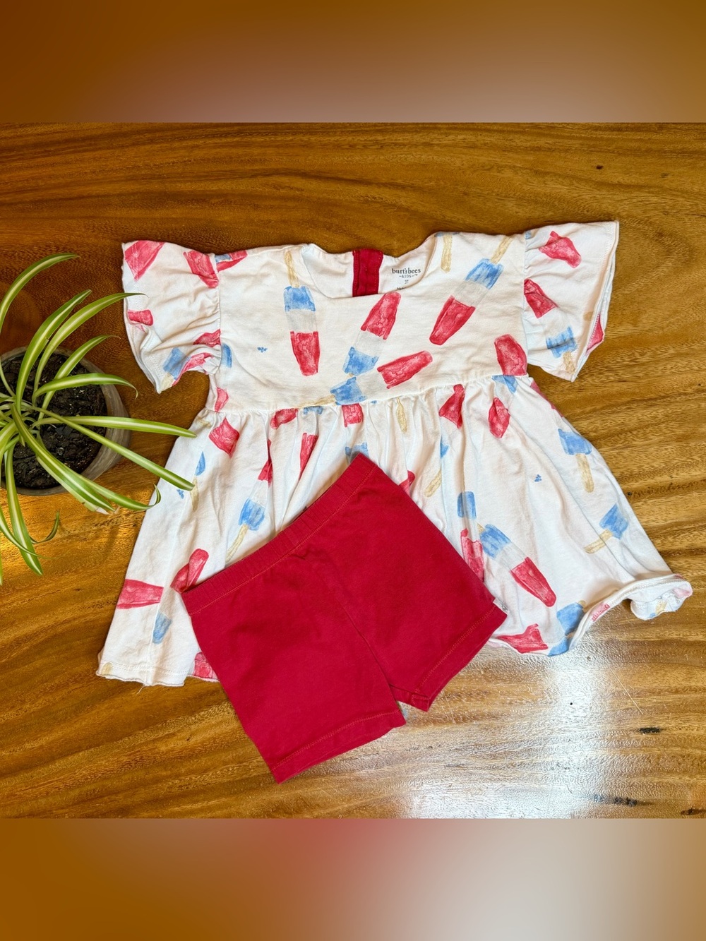 Burt’s Bees Baby | Girls Popsicle Top & Shorts Set (Red White & Blue 🇺🇸) - 3T